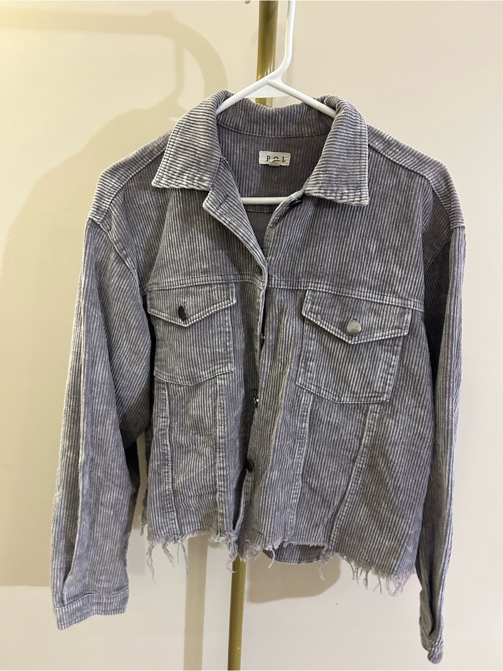 POL Gray Corduroy Button-Front Jacket